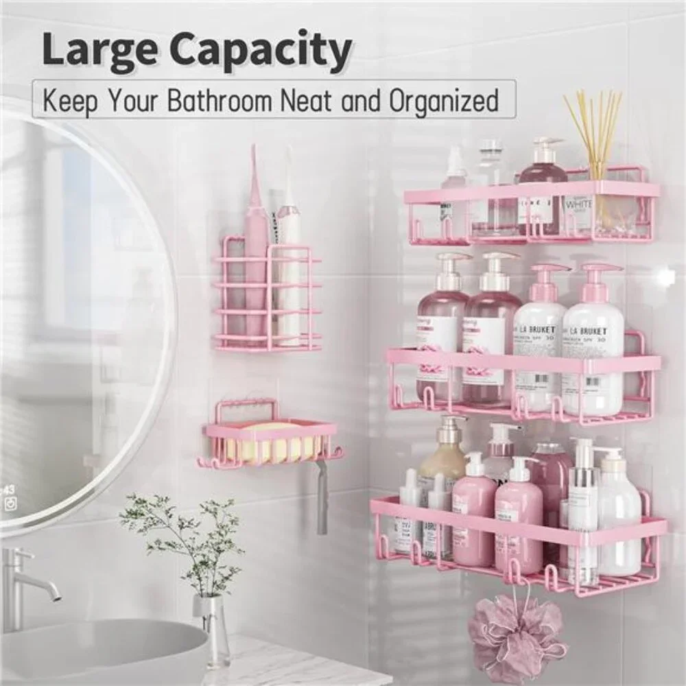 5 Pack Shower Caddy Organizer Rack Shelf for Inside Shower, Adhesive Bathroom